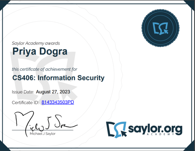 Information Security Exam Answers CS406 - Saylor Academy