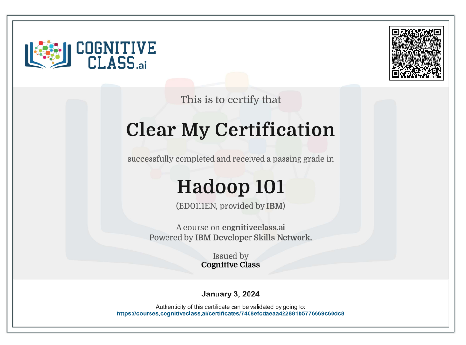 Hadoop 101 Cognitive Class Exam Quiz Answers