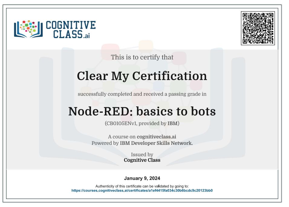 Node-RED basics to bots Cognitive Class Exam Quiz Answers