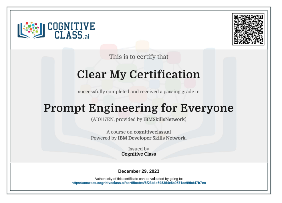 Prompt Engineering for Everyone Cognitive Class Exam Quiz Answers