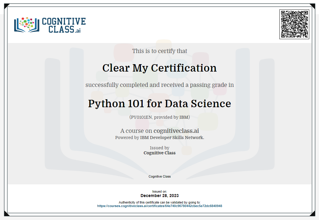 Python for Data Science Certification IBM Cognitive Class Answers