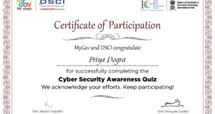 Cyber Security Awareness Quiz Certificate