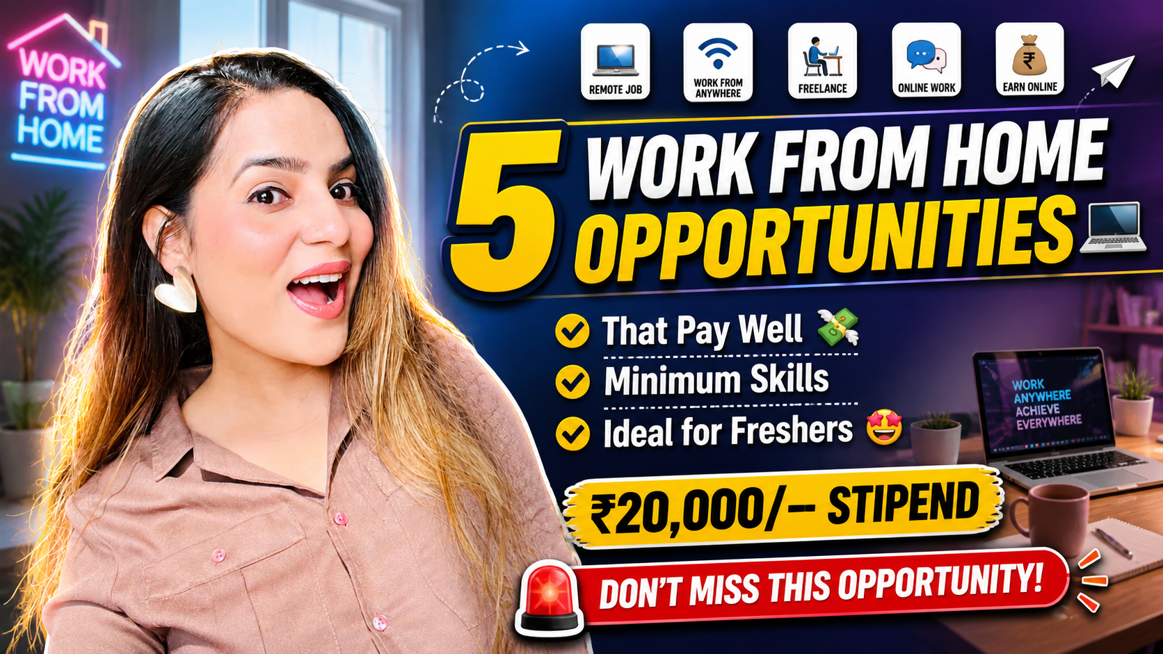 Top 5 Work from Home Jobs for Freshers (Earn ₹20,000+ with Basic Skills)